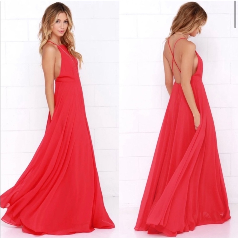 Lulus | Mythical Kind of Love Coral Maxi Dress